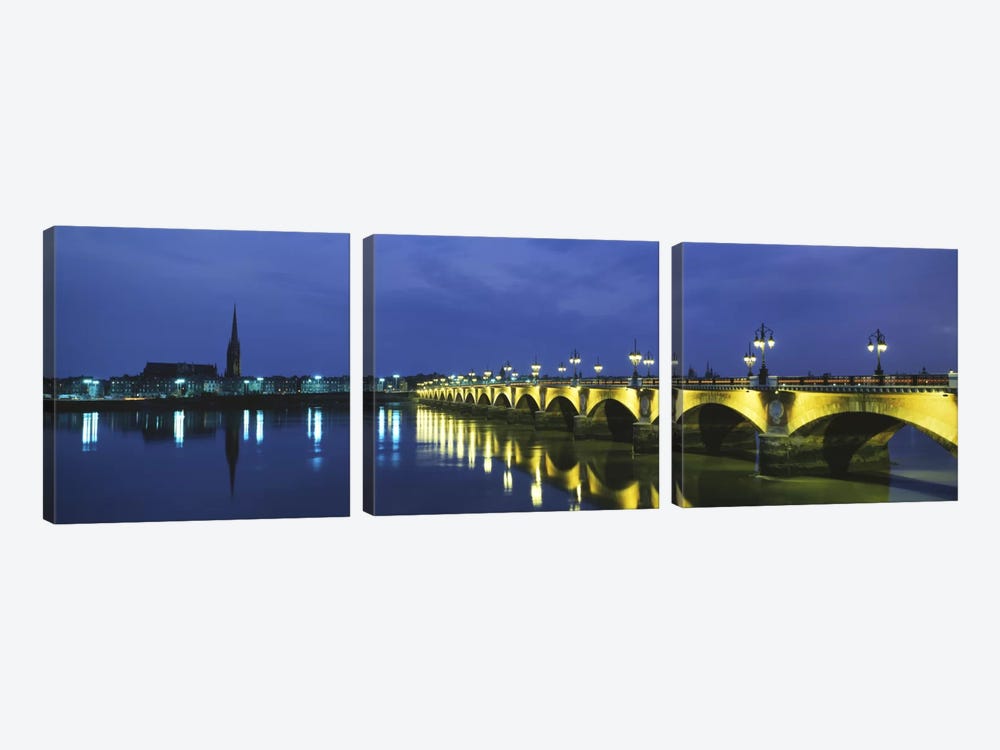 Pierre Bridge Bordeaux France by Panoramic Images 3-piece Canvas Artwork