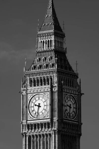 Big Ben: Low angle view of a clock tower, Big Ben, Houses Of Parliament, City Of Westminster, London, England by Panoramic Images