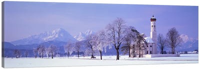 Winter St Coloman Church Schwangau Germany Canvas Art Print - Panoramic Photography