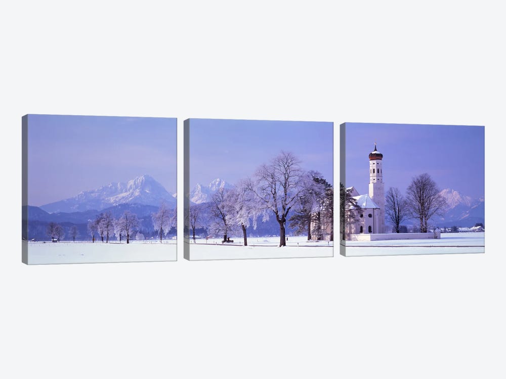 Winter St Coloman Church Schwangau Germany by Panoramic Images 3-piece Canvas Artwork