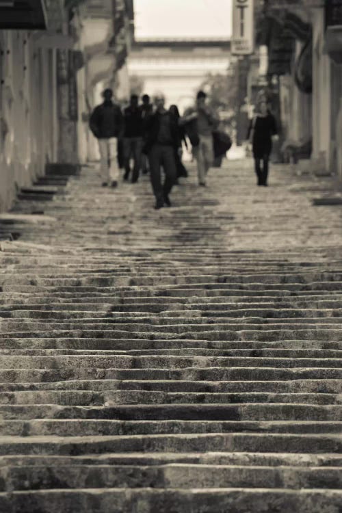 People moving down on steps, Triq Sant-Orsla, Valletta, Malta