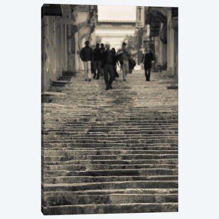 People moving down on steps, Triq Sant-Orsla, Valletta, Malta Canvas Print #PIM11537} by Panoramic Images Canvas Art