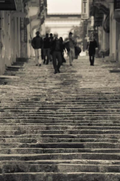 Staircases: People moving down on steps, Triq Sant-Orsla, Valletta, Malta by Panoramic Images