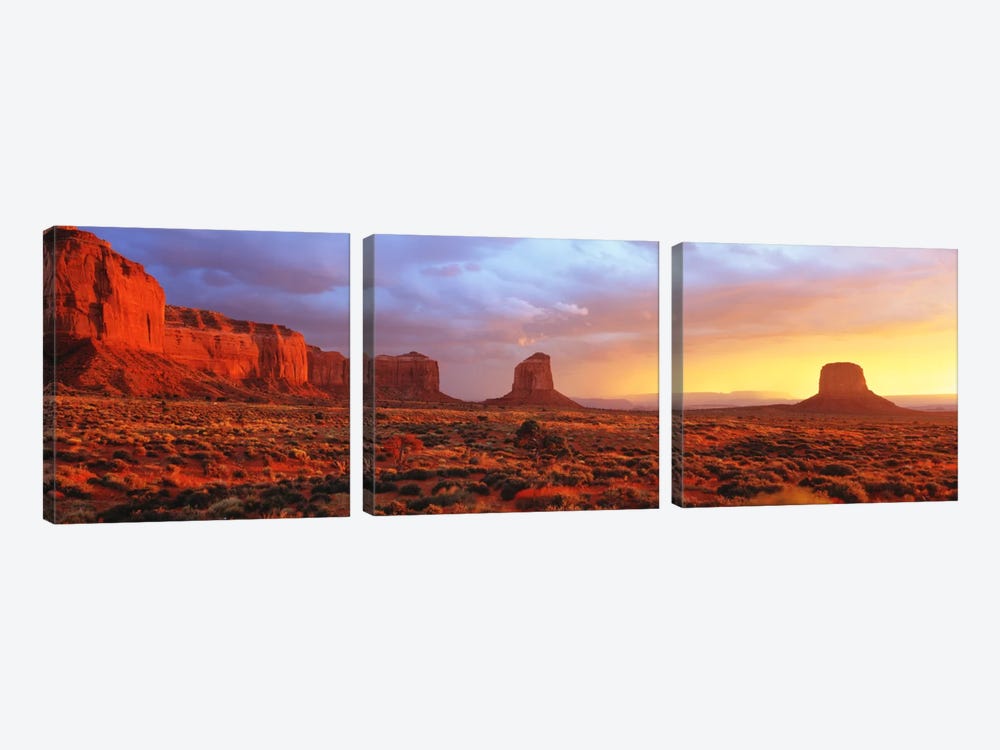 Monument Valley Sunrise, Navajo Nation, Arizona, USA by Panoramic Images 3-piece Canvas Artwork