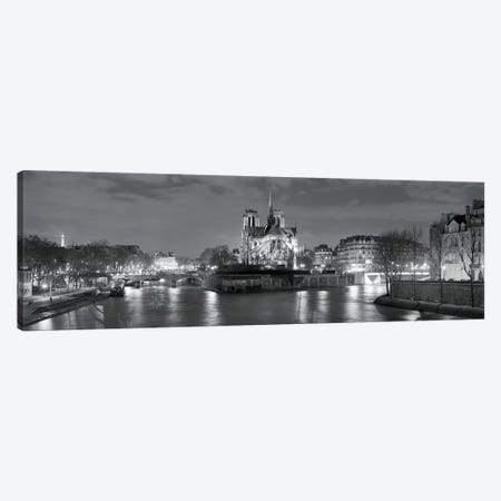 Notre Dame and Eiffel Tower at dusk, Paris, Ile-de-France, France Canvas Print #PIM11639} by Panoramic Images Canvas Artwork