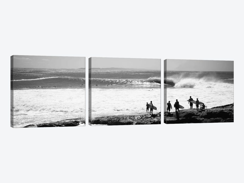 Silhouette of surfers standing on the beach, Australia by Panoramic Images 3-piece Canvas Art