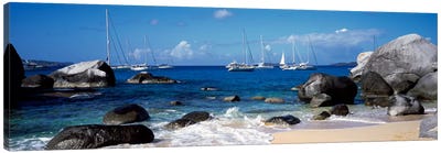 Sailboats Off The Coast Of The Baths, Virgin Gorda, Virgin Islands Canvas Art Print - Rocky Beach Art