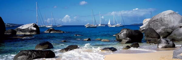 Rocky Beaches: Sailboats Off The Coast Of The Baths, Virgin Gorda, Virgin Islands by Panoramic Images