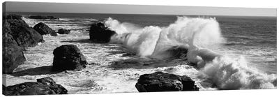 Waves breaking on the coast, Santa Cruz, Santa Cruz County, California, USA Canvas Art Print - Rocky Beach Art