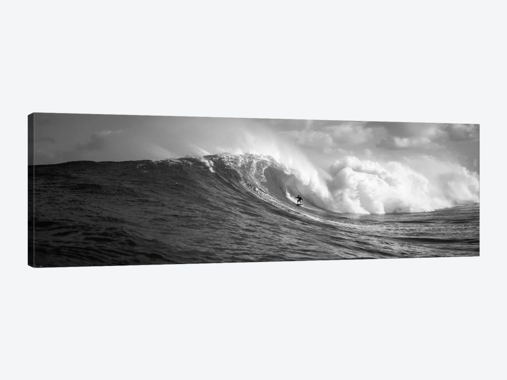 A Lone Surfer In B&W, Maui, Hawaii, USA by Panoramic Images 1-piece Canvas Wall Art