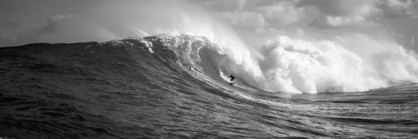 Panoramic Images: A Lone Surfer In B&W, Maui, Hawaii, USA by Panoramic Images
