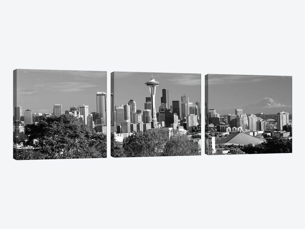 City viewed from Queen Anne Hill, Space Needle, Seattle, King County, Washington State, USA 2010 by Panoramic Images 3-piece Canvas Art Print