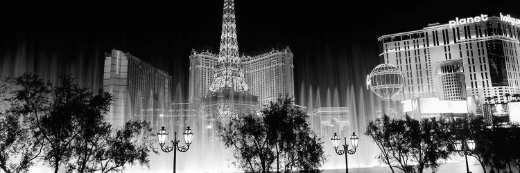 Hotels in a city lit up at night, The Strip, Las Vegas, Nevada, USA