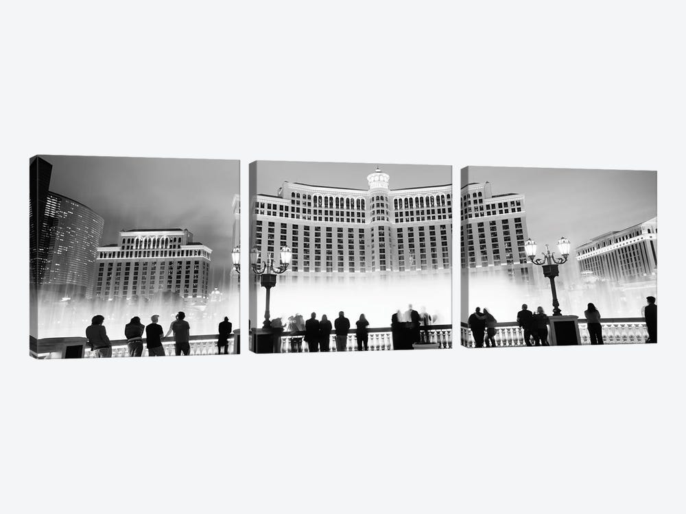 Hotel lit up at night, Bellagio Resort And Casino, The Strip, Las Vegas, Nevada, USA by Panoramic Images 3-piece Art Print
