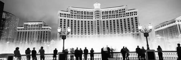 Nevada: Hotel lit up at night, Bellagio Resort And Casino, The Strip, Las Vegas, Nevada, USA by Panoramic Images
