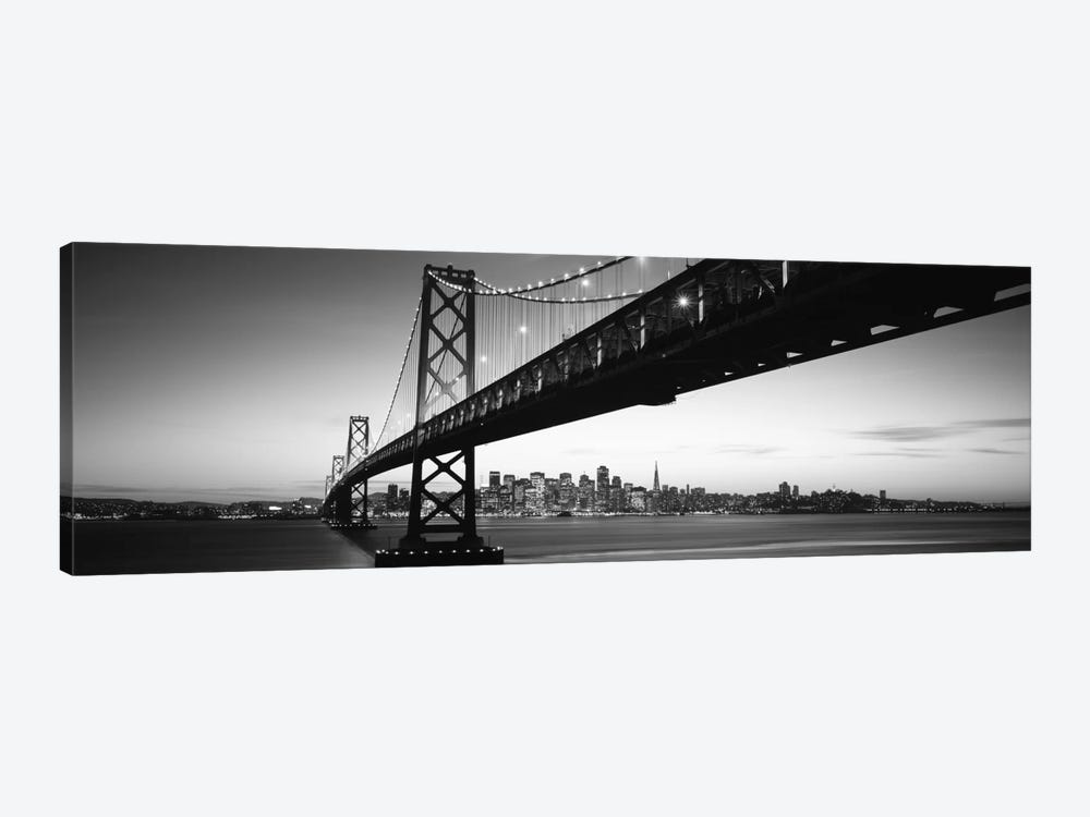 Bridge across a bay with city skyline in the background, Bay Bridge, San Francisco Bay, San Francisco, California, USA #2 by Panoramic Images 1-piece Canvas Art