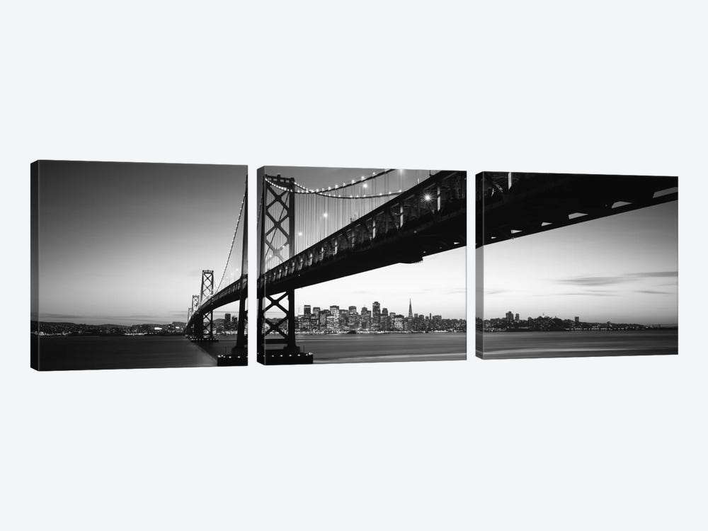 Bridge across a bay with city skyline in the background, Bay Bridge, San Francisco Bay, San Francisco, California, USA #2 by Panoramic Images 3-piece Canvas Wall Art