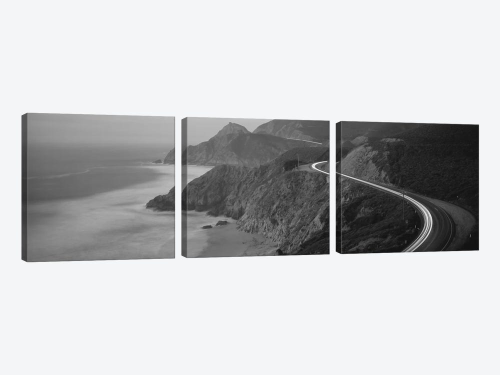 State Route 1 In B&W, California, USA by Panoramic Images 3-piece Canvas Art Print