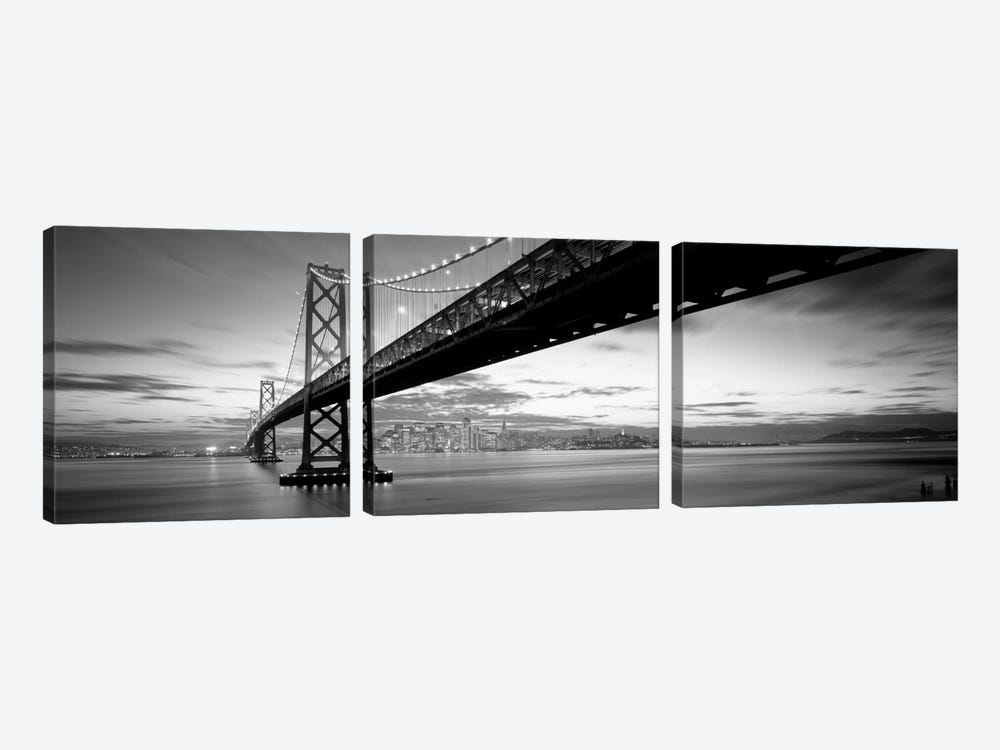 Twilight, Bay Bridge, San Francisco, California, USA by Panoramic Images 3-piece Canvas Art Print
