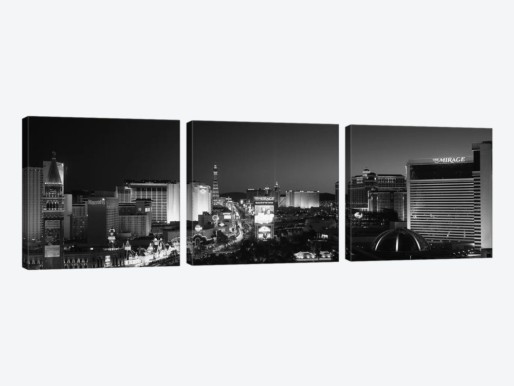 Buildings Lit Up At Night, Las Vegas, Nevada, USA by Panoramic Images 3-piece Canvas Print