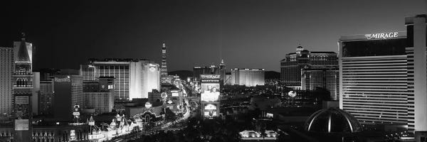 Nevada: Buildings Lit Up At Night, Las Vegas, Nevada, USA by Panoramic Images