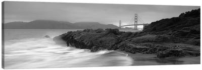 Waves Breaking On Rocks, Golden Gate Bridge, Baker Beach, San Francisco, California, USA Canvas Art Print - San Francisco Art