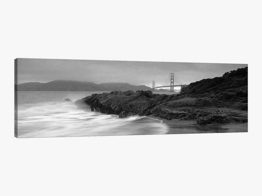 Waves Breaking On Rocks, Golden Gate Bridge, Baker Beach, San Francisco, California, USA by Panoramic Images 1-piece Canvas Art Print