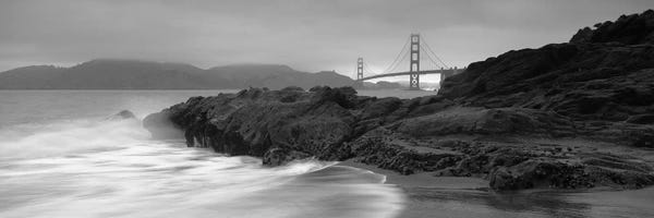 Golden Gate Bridge: Waves Breaking On Rocks, Golden Gate Bridge, Baker Beach, San Francisco, California, USA by Panoramic Images