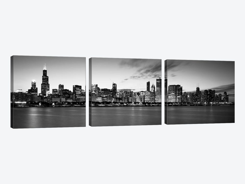Buildings at the waterfront, Lake Michigan, Chicago, Cook County, Illinois, USA by Panoramic Images 3-piece Art Print