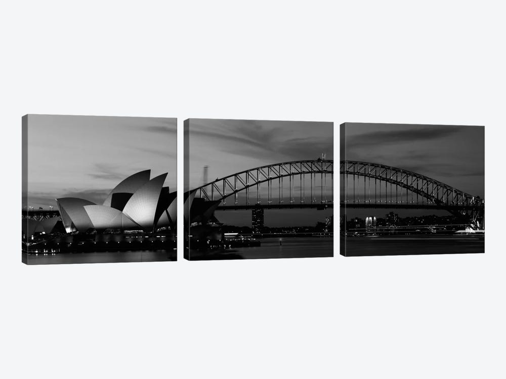 Sydney Harbour In B&W, Sydney, New South Wales, Australia by Panoramic Images 3-piece Art Print