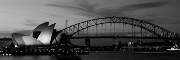 Famous Bridges: Sydney Harbour In B&W, Sydney, New South Wales, Australia by Panoramic Images