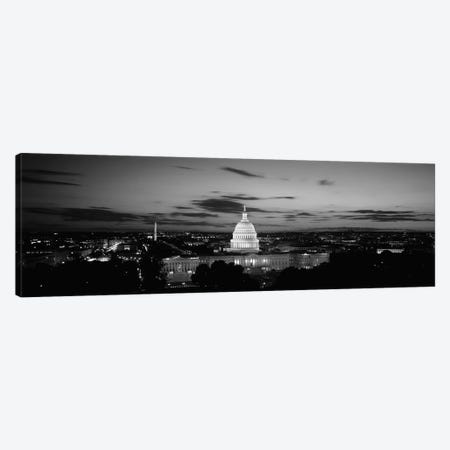 Government building lit up at night, US Capitol Building, Washington DC, USA Canvas Print #PIM11845} by Panoramic Images Canvas Art