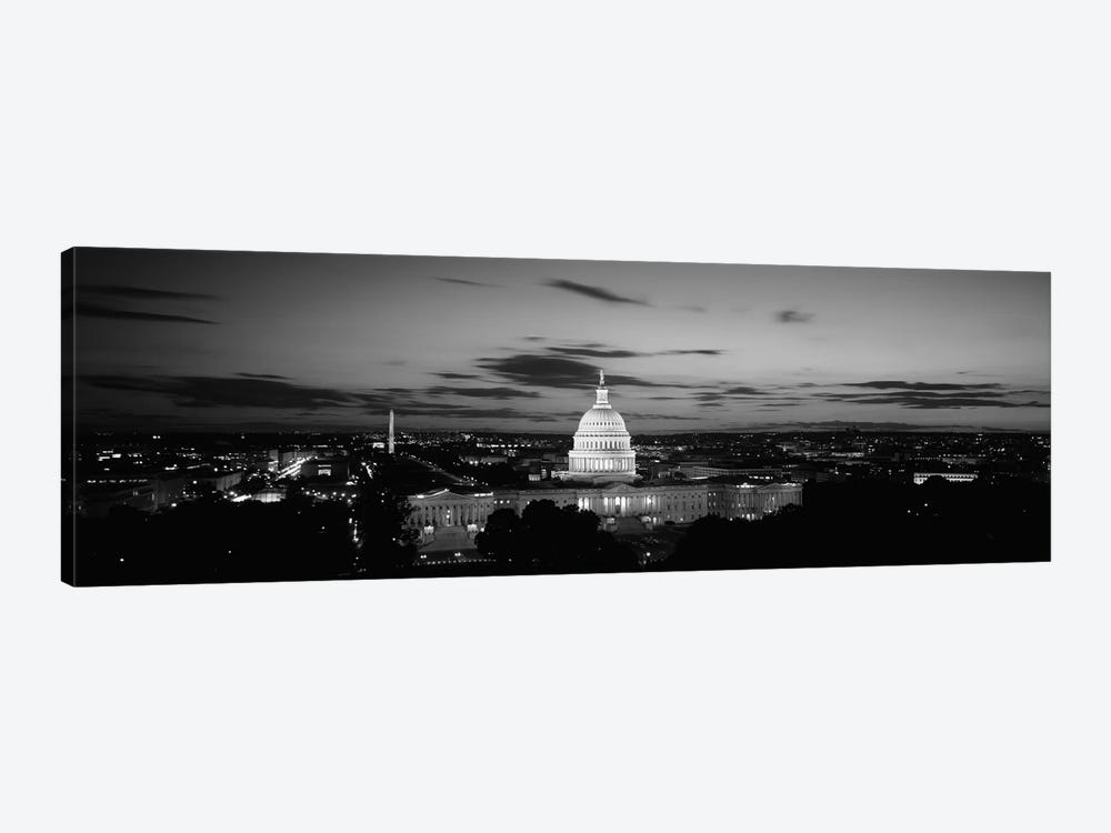 Government building lit up at night, US Capitol Building, Washington DC, USA 1-piece Canvas Wall Art