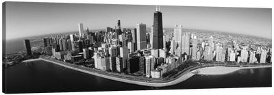 Aerial view of buildings in a city, Lake Michigan, Lake Shore Drive, Chicago, Illinois, USA Canvas Art Print - Black & White Cityscapes