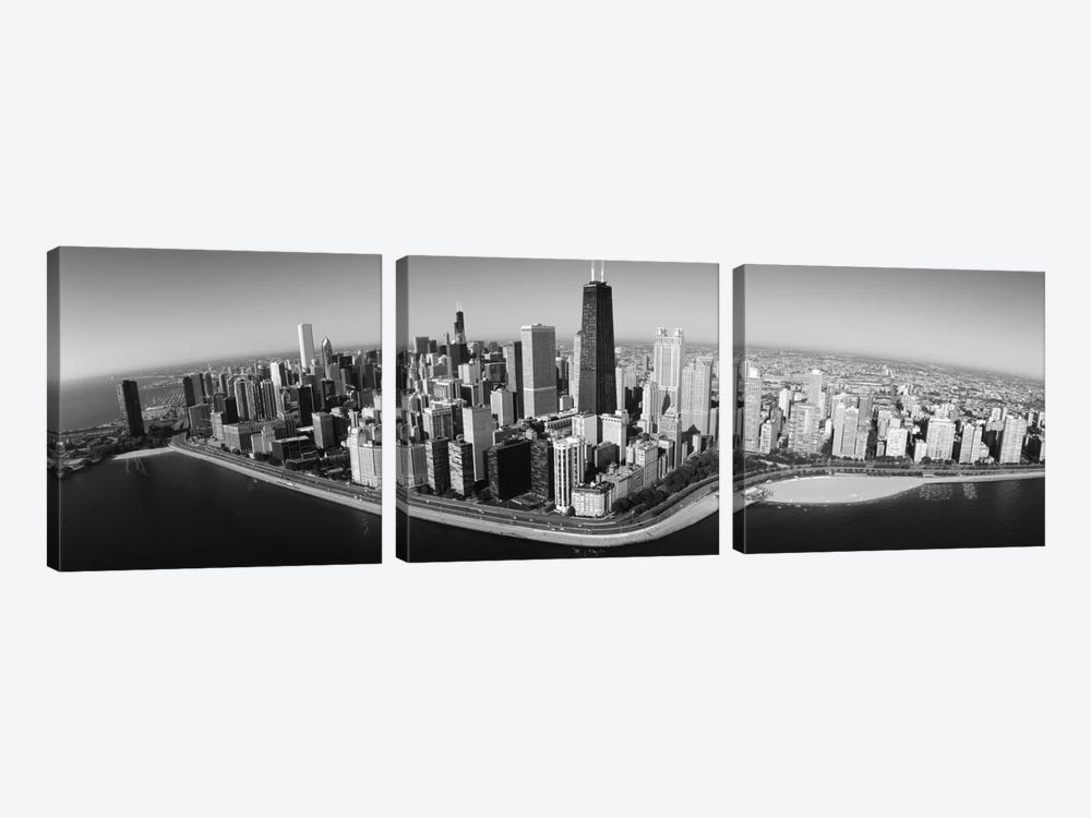 Aerial view of buildings in a city, Lake Michigan, Lake Shore Drive, Chicago, Illinois, USA by Panoramic Images 3-piece Art Print