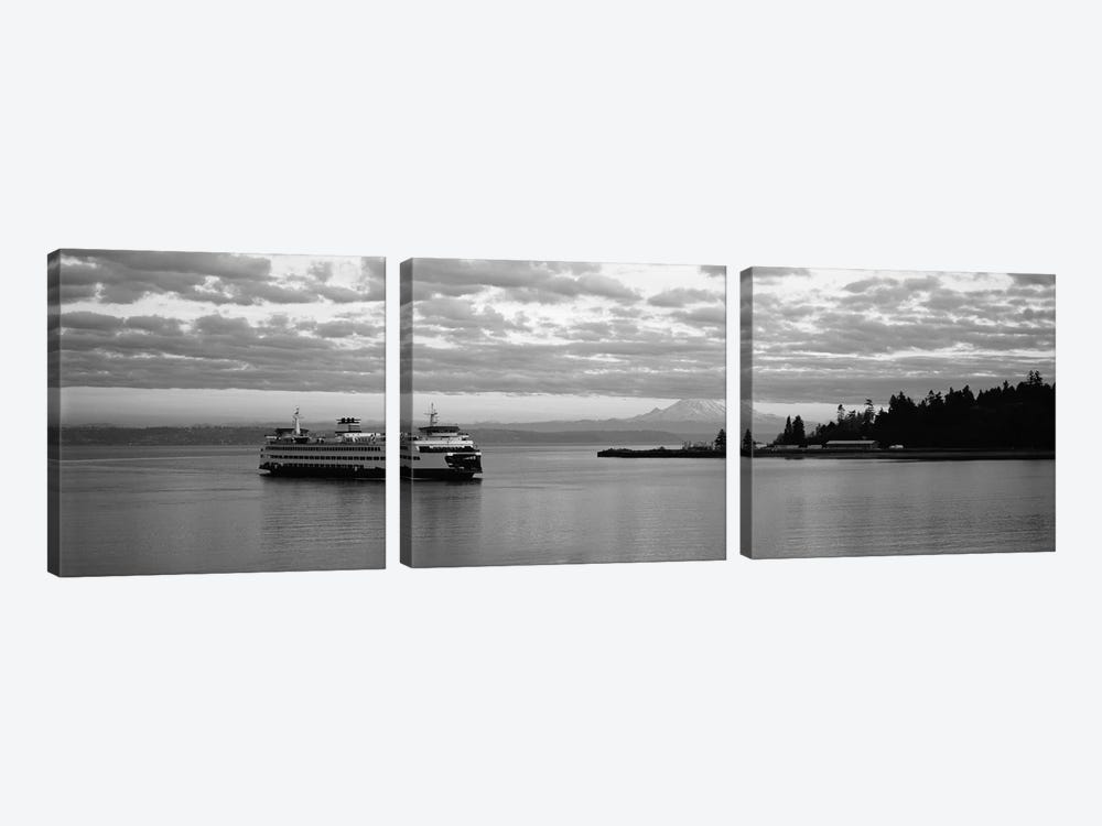 Ferry in the sea, Bainbridge Island, Seattle, Washington State, USA by Panoramic Images 3-piece Canvas Art Print