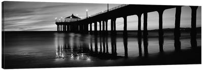 Low angle view of a pier, Manhattan Beach Pier, Manhattan Beach, Los Angeles County, California, USA Canvas Art Print - Los Angeles Art