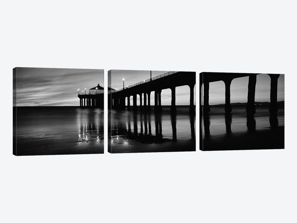 Low angle view of a pier, Manhattan Beach Pier, Manhattan Beach, Los Angeles County, California, USA by Panoramic Images 3-piece Canvas Art