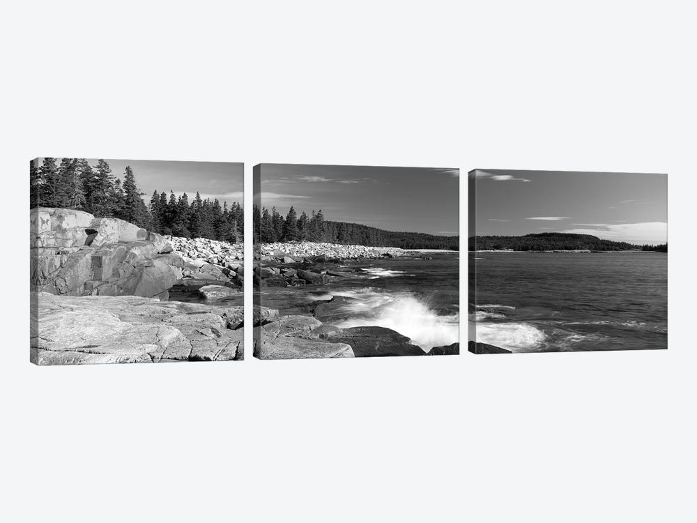 Waves breaking on rocks at the coast, Acadia National Park, Schoodic Peninsula, Maine, USA by Panoramic Images 3-piece Canvas Print