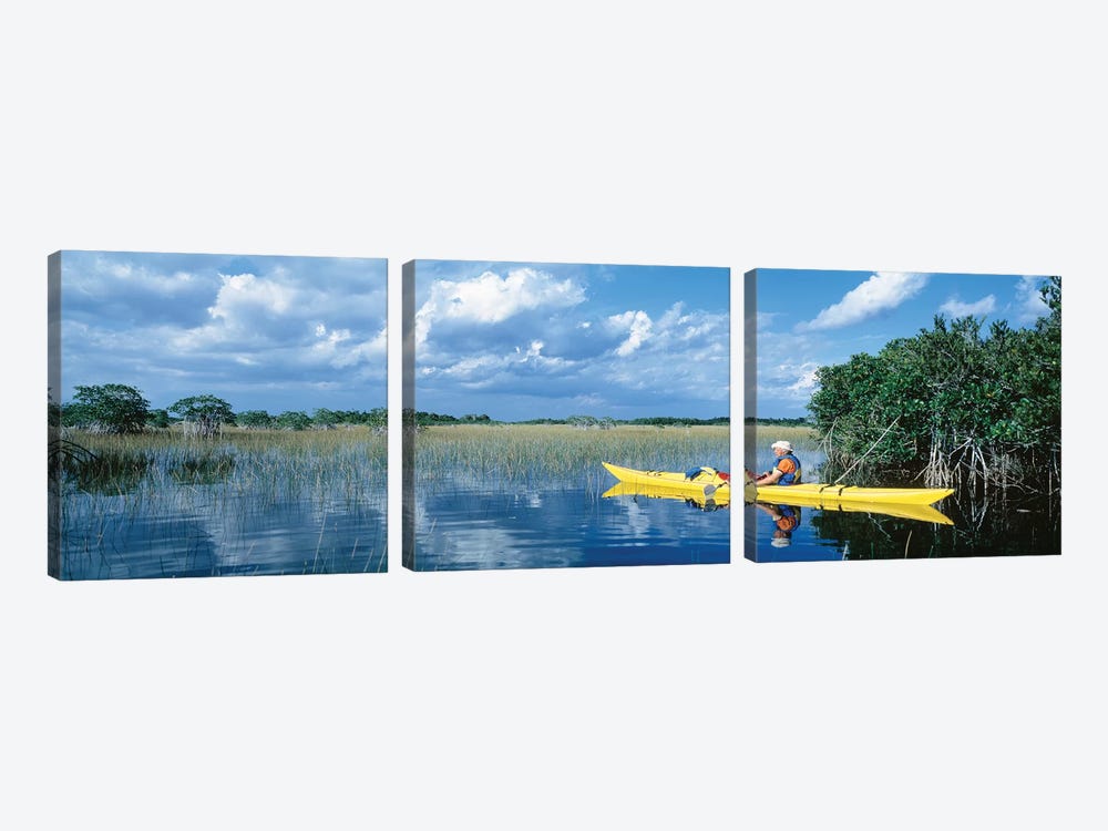 Kayaker In Everglades National Park, Florida, USA by Panoramic Images 3-piece Canvas Art