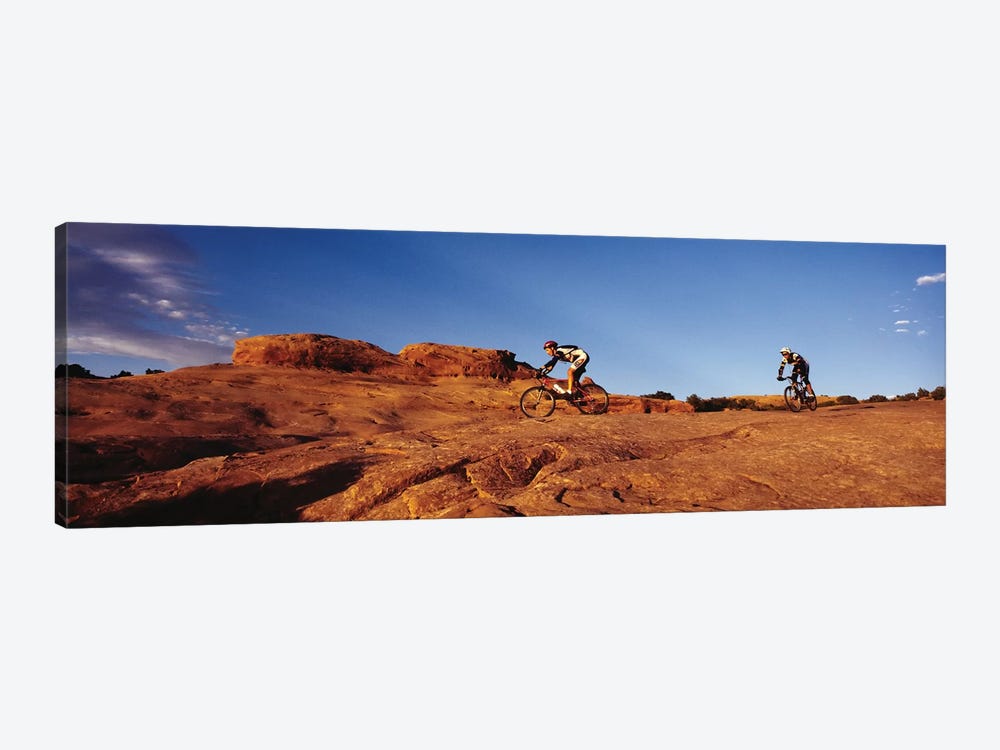 Two people mountain biking, Moab, Utah, USA by Panoramic Images 1-piece Canvas Art