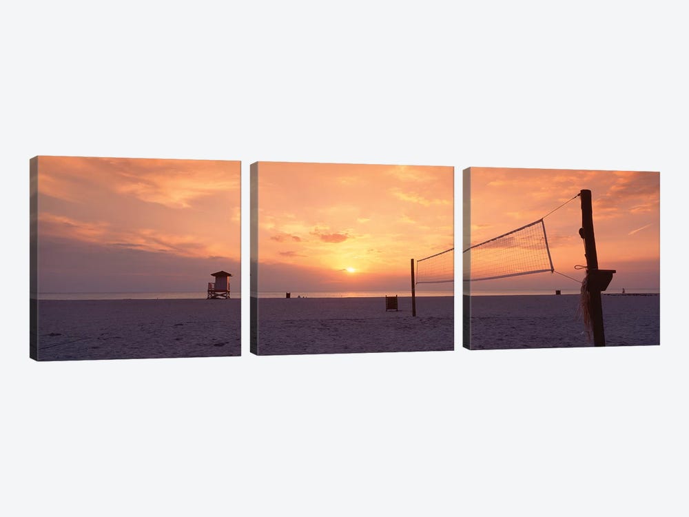 Sunset Over A Beach, Gulf Of Mexico, Venice Beach, Venice, Florida, USA by Panoramic Images 3-piece Canvas Wall Art