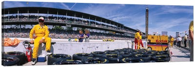 Motor Car Racers Preparing For A Race, Brickyard 400, Indianapolis Motor Speedway, Indianapolis, Indiana, USA Canvas Art Print - Indiana Art