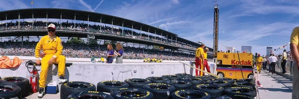 Auto Racing: Motor Car Racers Preparing For A Race, Brickyard 400, Indianapolis Motor Speedway, Indianapolis, Indiana, USA by Panoramic Images