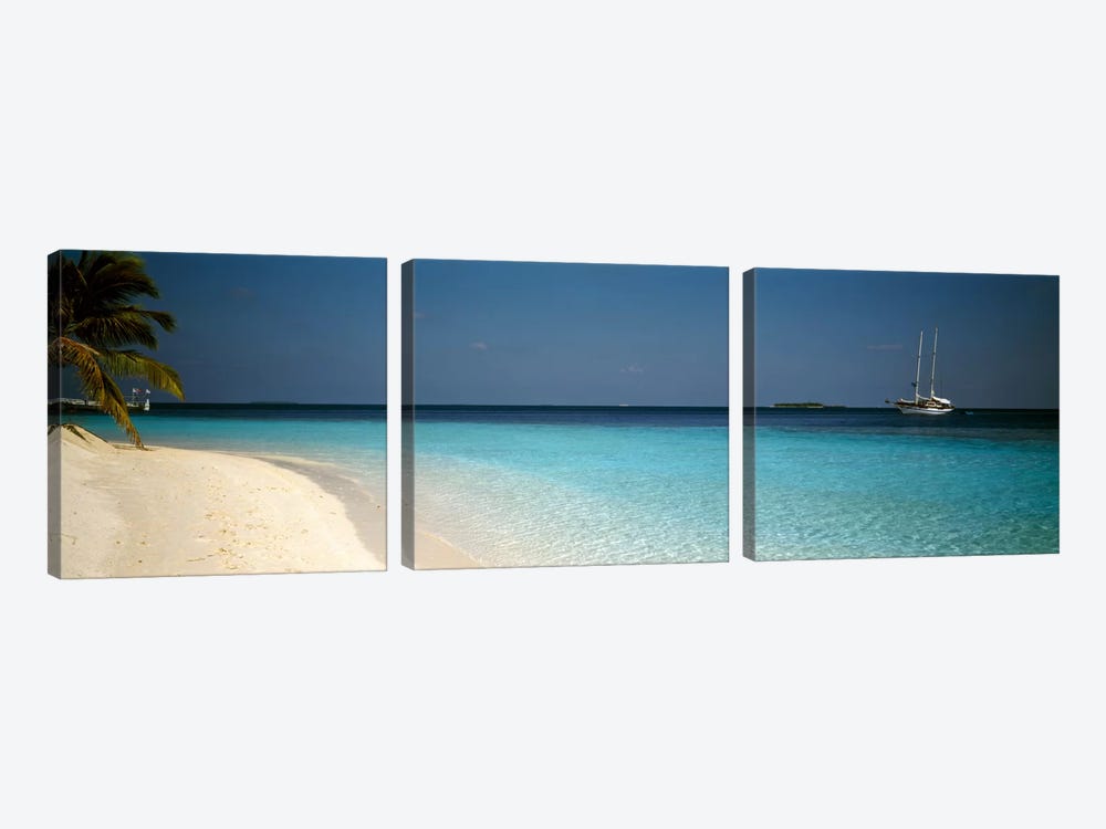 Beach & Boat Scene The Maldives by Panoramic Images 3-piece Canvas Artwork