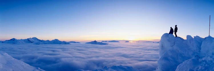 Hikers Admiring A Cloudscape, Whistler Mountain, Whistler, British Columbia, Canada