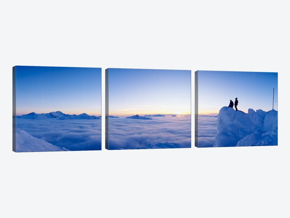 Hikers Admiring A Cloudscape, Whistler Mountain, Whistler, British Columbia, Canada by Panoramic Images 3-piece Canvas Art Print