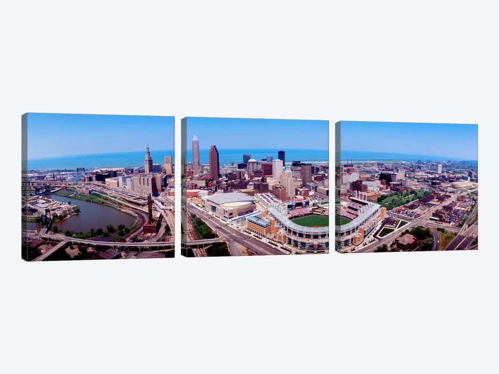 Aerial View Of Jacobs Field, Cleveland, Ohio, USA by Panoramic Images 3-piece Art Print