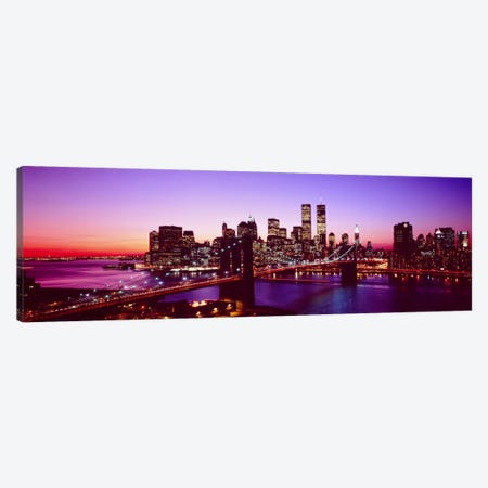 USA, New York City, Brooklyn Bridge, Twilight Canvas Print #PIM11} by Panoramic Images Canvas Art Print