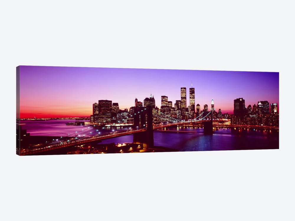 USA, New York City, Brooklyn Bridge, Twilight by Panoramic Images 1-piece Canvas Art